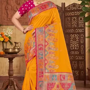 কাশ্মীরি কানি অরেঞ্জ শাড়ি