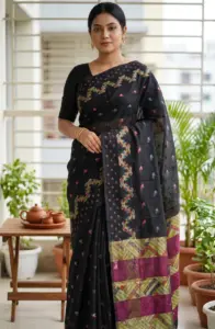 হাফ-সিল্ক শাড়ি