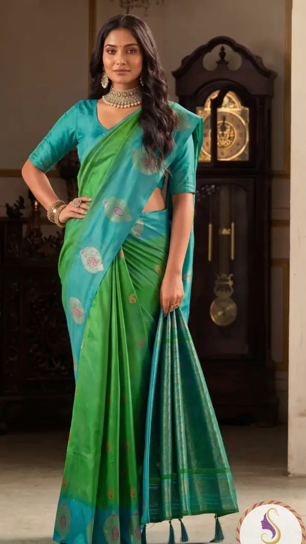 পারামপারা সিল্ক গ্রীন শাড়ি