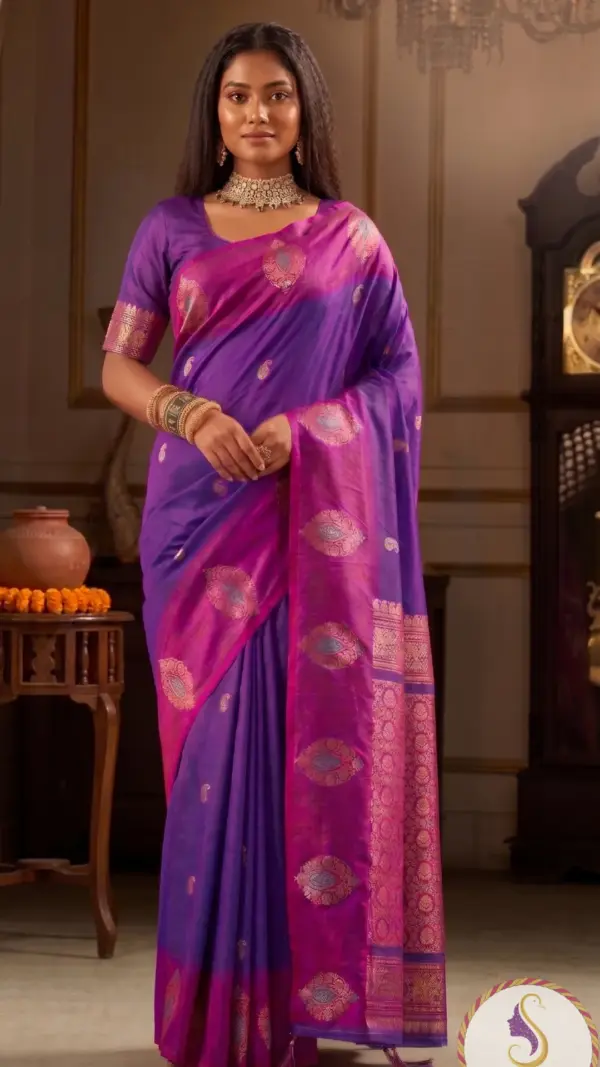 পারামপারা সিল্ক ভায়লেট শাড়ি