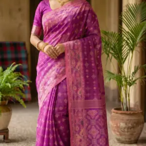 কটন জামদানি পারপেল শাড়ি