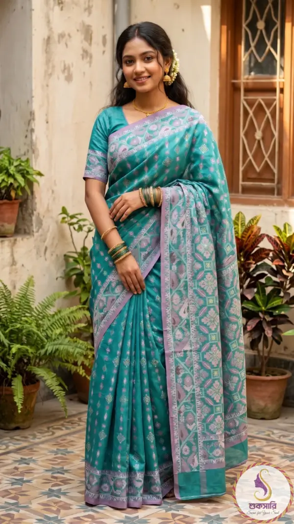 কটন জামদানি টিল শাড়ি