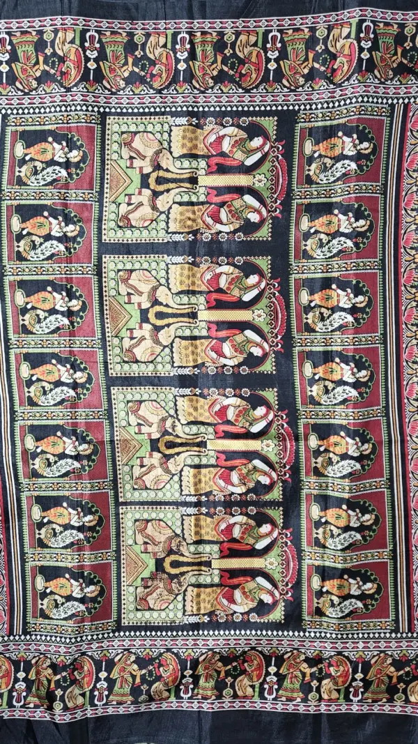 তসর সিল্ক ব্ল্যাক শাড়ি