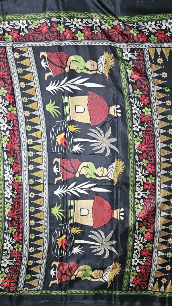 তসর সিল্ক ব্ল্যাক শাড়ি
