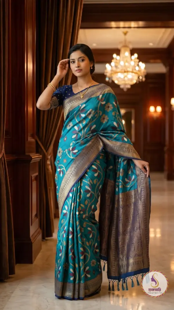 ইক্কত সিল্ক টিল শাড়ি