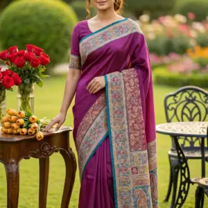 কাশ্মীরি কানি মেজেন্টা শাড়ি