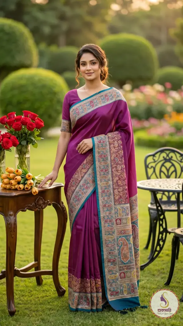 কাশ্মীরি কানি মেজেন্টা শাড়ি