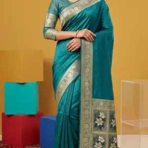 মাশরু সিল্ক ভাইব্রেন্ট টিল শাড়ি