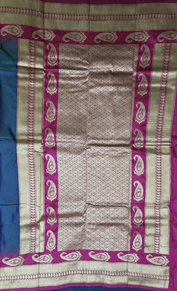 সাউথ ইন্ডিয়ান সিল্ক ব্লু টিল শাড়ি