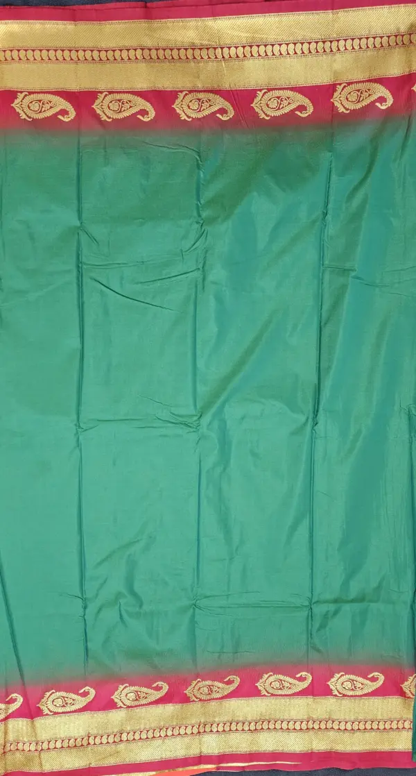 সাউথ ইন্ডিয়ান সিল্ক সি-গ্রীন শাড়ি