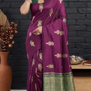 ডিপ ম্যাজেন্টা সাউথ সিল্ক শাড়ি