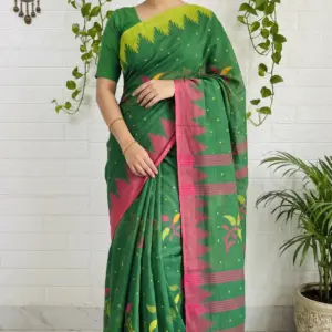 মণিপুরি স্টাইল গ্রীন কটন শাড়ি