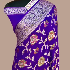 খাদ্দি শিফন জর্জেট পার্পেল শাড়ি