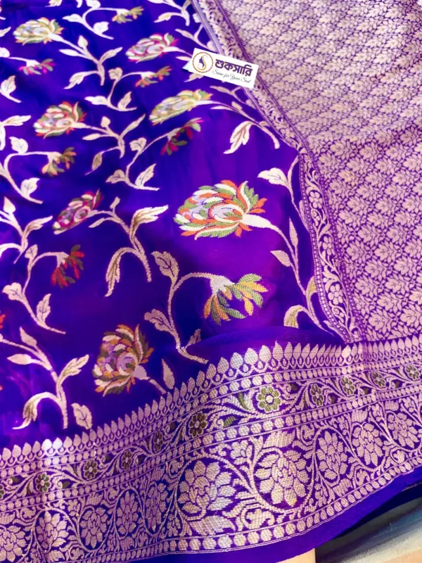 খাদ্দি শিফন জর্জেট পার্পেল শাড়ি