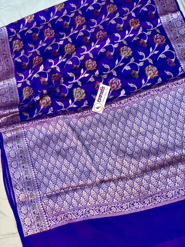 খাদ্দি শিফন জর্জেট পার্পেল শাড়ি